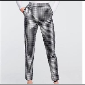 NWOT Zara Gingham Ruffle Pants Small Black White